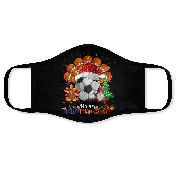 Discover Soccer Turkey Gnome Happy Hallothanksmas Face Masks