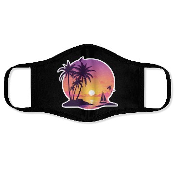 Discover Palm Trees at Sunset Beach Face Masks