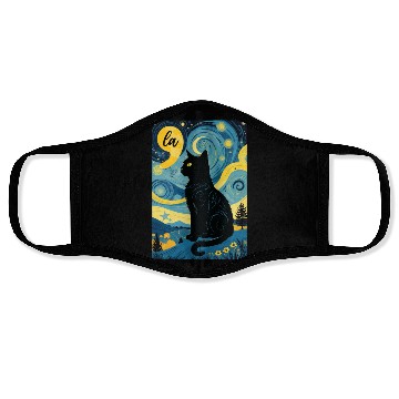 Discover Halloween Starry Night Black Cat Comma La Harris Face Masks