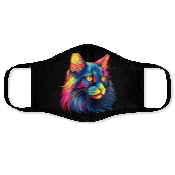 Discover Cat Watercolor Colorful Maine Cat Face Masks