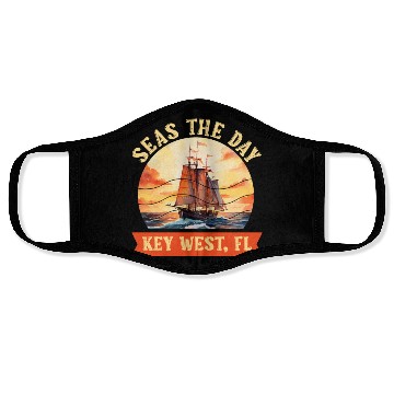 Discover Florida Keys SEAS THE DAY IN KEY-WEST FLORIDA Face Masks