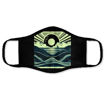 Discover Ocean Sunrise Retro Wave Sailing Face Masks