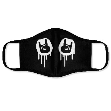 Discover Heavy metal graffiti drop horn finger hand gesture Face Masks