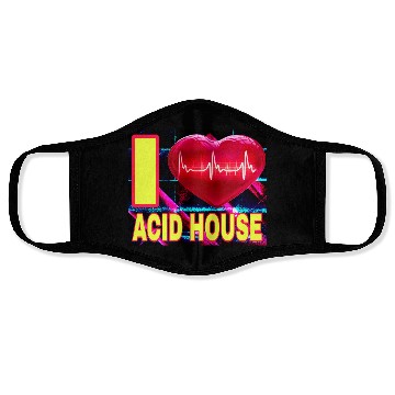 Discover I LOVE ACID HOUSE YELLOW FONTS Face Masks