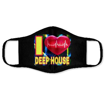 Discover I LOVE DEEP HOUSE YELLOW FONTS Face Masks