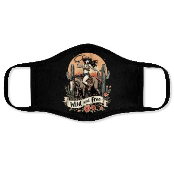 Discover Wild And Free Pinup Cowgirl Face Masks