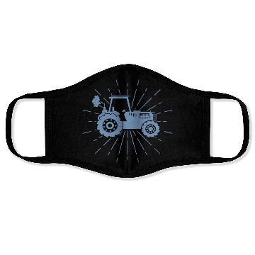 Discover Tractor silhouette minimalist farming summer Face Masks