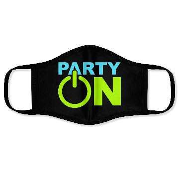 Discover Party On Play Icon Switch Techno DJ Music Symbol Face Masks