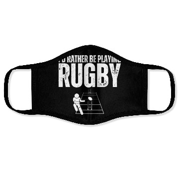 Discover I'd Rather Be Playing Rugby Funny Rugby Player Face Masks