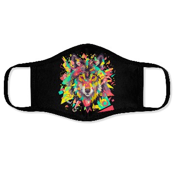Discover Majestic Pop Art Alpha Wolf - Vibrant Warm Face Masks