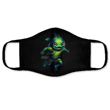 Discover Green Monster Fish Floating in the Deep Sea Face Masks