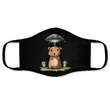 Discover Funny Graphic Face Masks Capybara Selfie With Ufos Weird