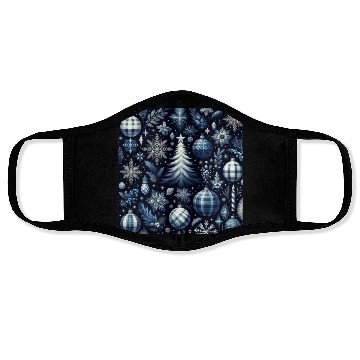 Discover flannel blue and white christmas Face Masks