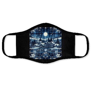 Discover flannel silent night blue and white christmas Face Masks