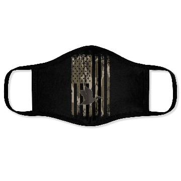 Discover Bottomland Camo Duck Hunting American Flag USA Face Masks