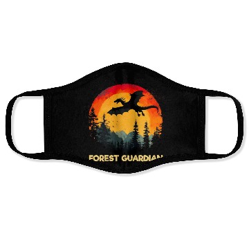Discover Vintage Sunset Forest Dragon Face Masks