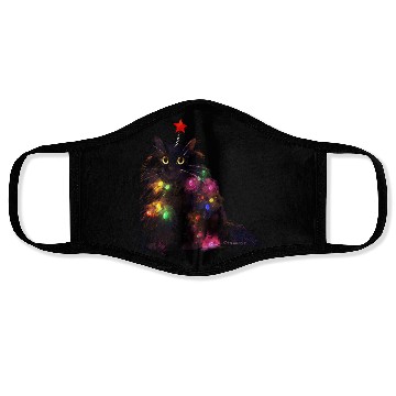Discover Christmas Lights Cat Face Masks