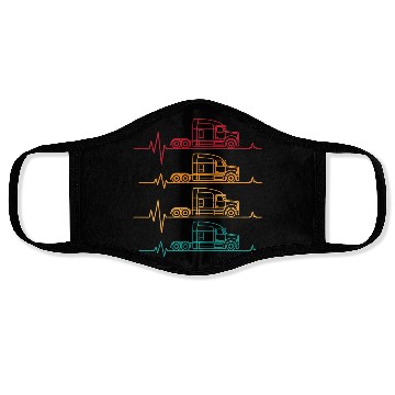 Discover Truck driver heart beat Trucker Funny Truck Driver Face Masks