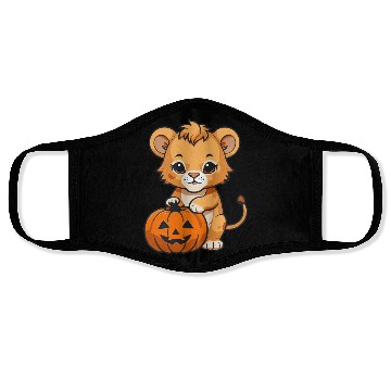 Discover baby lion with a halloween pumpkin Face Masks