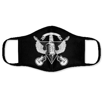 Discover Rock and Roll vintage guitar and microphone Retro Face Masks