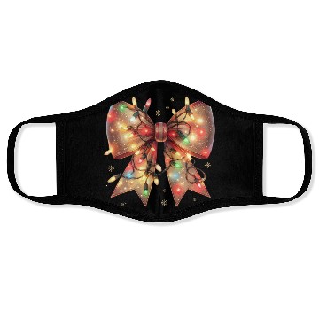 Discover Christmas Light Coquette Bow Face Masks