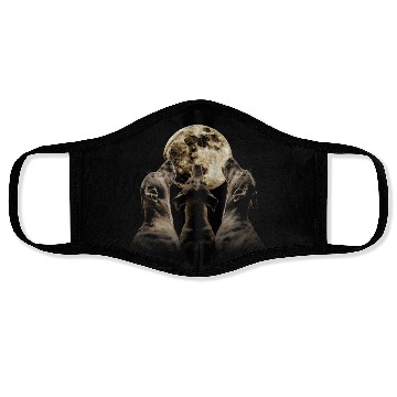 Discover Great Dane Dog Howling Moon Face Masks