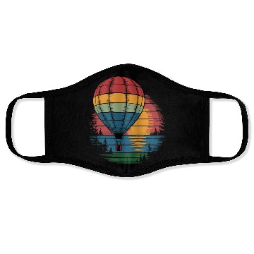 Discover Hot Air Balloon Retro Sunset Adventure Face Masks