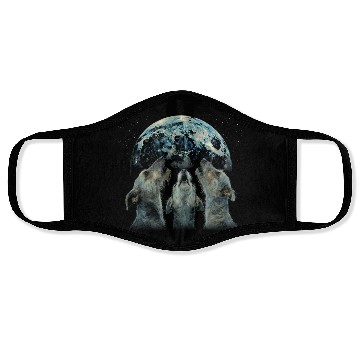 Discover Irish Wolfhound Dog Howling Moon Face Masks