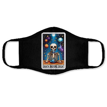 Discover Tarot Card Collection - Death Before Decaf Face Masks