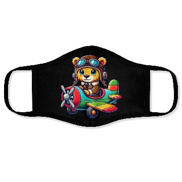 Discover Lion pilot propeller airplane flying license fly Face Masks