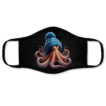 Discover An Octopus Wearing a Knitted Blue Winter Hat Face Masks