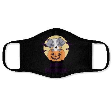 Discover Australian Shepherd In Pumpkin Cute Happy Face Masks