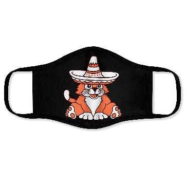 Discover Sombrero Hat Cat Funny Cool Mexican Culture Kitten Face Masks