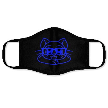 Discover Nerd Cat Horn-rimmed Glasses Geek Smart Kitten Fun Face Masks