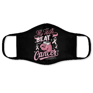 Discover My Wife Beat Cancer Breast Cancer Awareness Face Masks