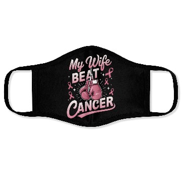 Discover My Wife Beat Cancer Breast Cancer Awareness Face Masks