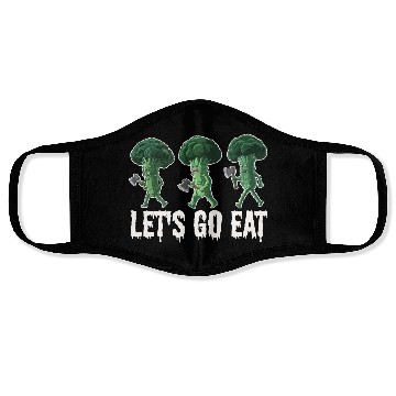 Discover Let's Go Eat Broccoli Attack Face Masks