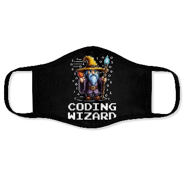 Discover Funny Coding Wizard Pixel Fantasy Coder Magic Face Masks
