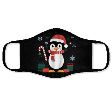 Discover Cute Christmas Penguin - Candy Cane and Gifts Face Masks