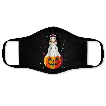 Discover Owl and ghost on the pumpkin - Halloween motif Face Masks