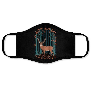 Discover Cottagecore Deer and Autumn Forest Scene Face Masks