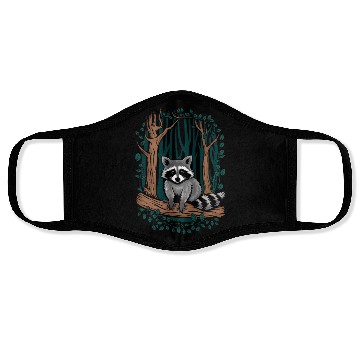 Discover Cottagecore Raccoon in Forest Scene Face Masks