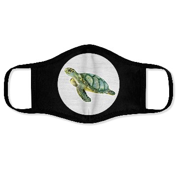 Discover Green Turtle Watercolor Drawing Face Masks