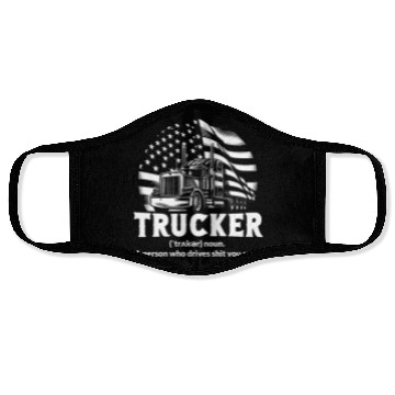 Discover Funny US Trucker Definition Face Masks
