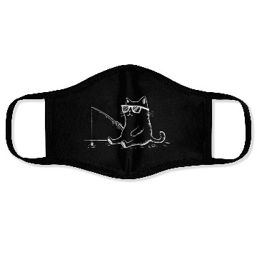 Discover Cat Wearing Sunglasses Fishing Fun Face Masks