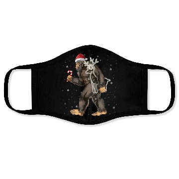 Discover Bigfoot Carrying Deer Lights Xmas Sasquatch Lover Face Masks