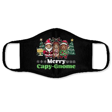 Discover Merry Cap-Gnome Capybara Christmas Face Masks