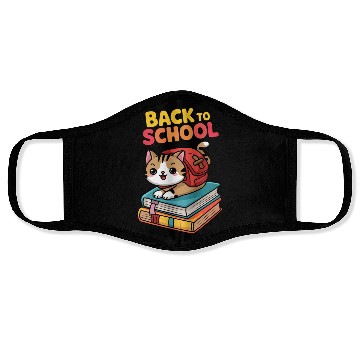 Discover Playful Cat Back to School Illustration Face Masks