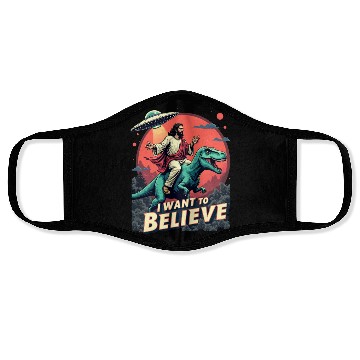 Discover Jesus Riding a Dinosaur with UFO - I Want to Belie Face Masks
