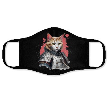 Discover Samurai Cat in Armor Face Masks